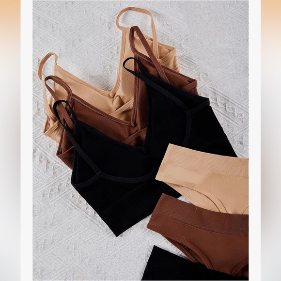 NEW Scacto Women's 3 Pack Wireless Ribbed Knit Bra and Panty Set - Picture 6 of 8